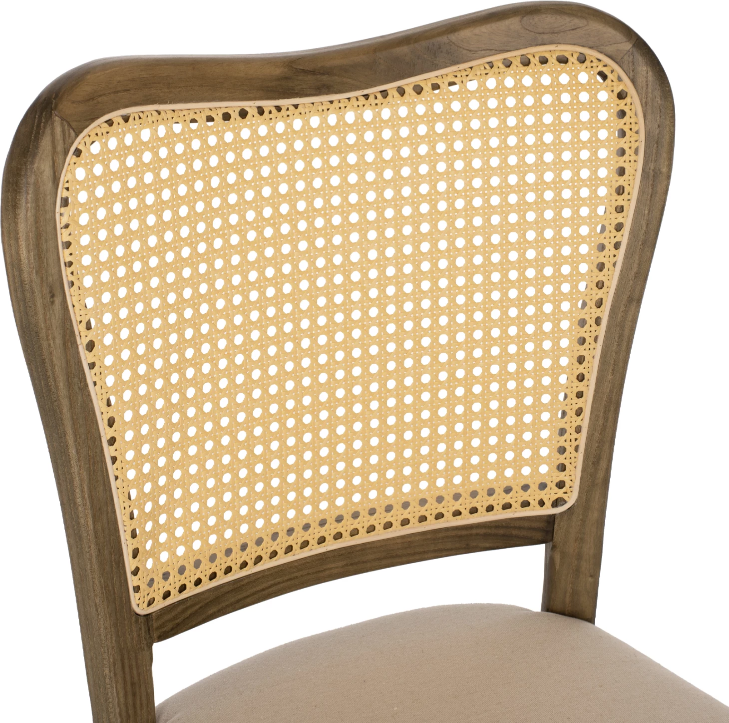 Stol iz lesa Toon z naslonom iz ratana in sedežem iz blaga FH9406.04 47x52x91.5Hcm