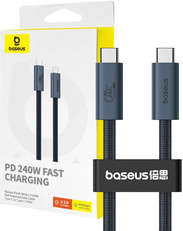 Hitro polnjenje USB-C na USB-C Baseus Flash 2, 1 m, 240 W, črn