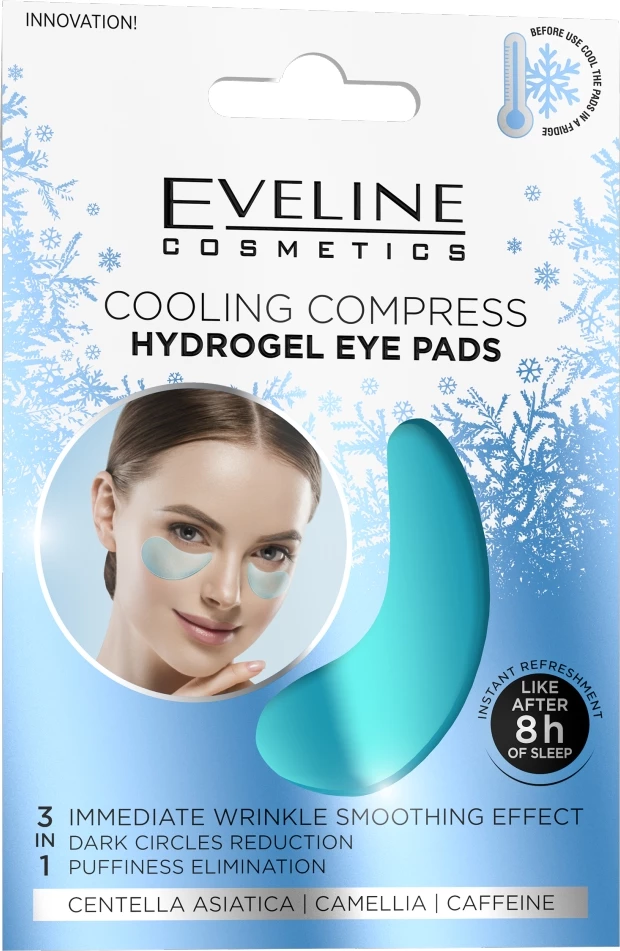 Hladilne hidrogel blazinice za pod oči, Eveline Cosmetics, za ženske, 2 kosa