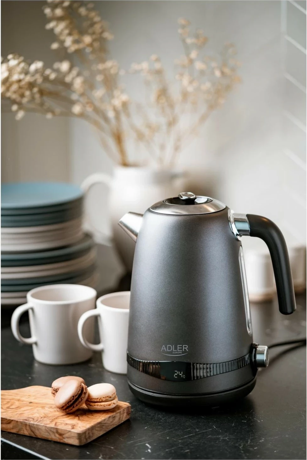 Električna kuhalnik za vodo, 1,7 L, 2200 W, siva - Adler AD 1295