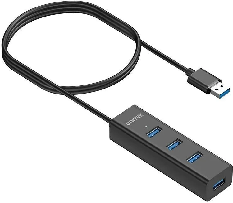 USB razdelilec UNITEK Y-3089V01, 4 vrata, 5000 Mbit/s, črn