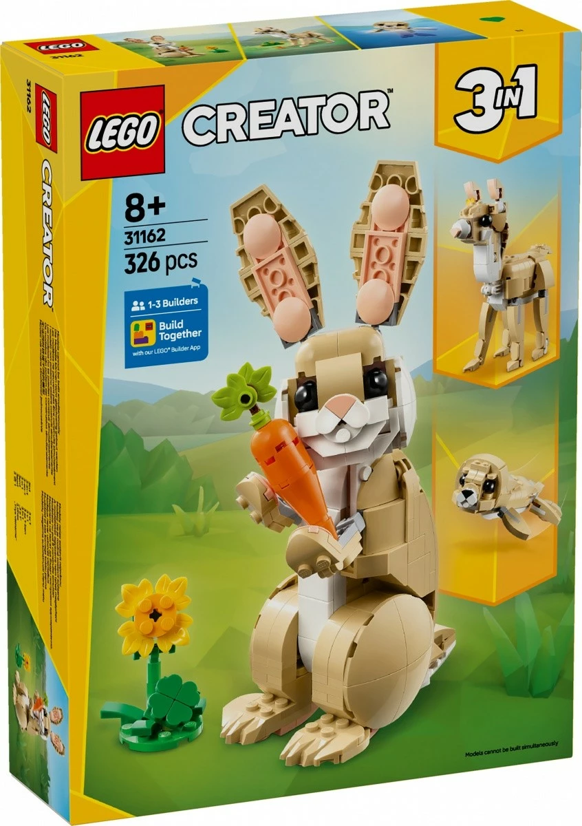 Komplet 3-v-1 LEGO Creator Cute Bunny 31162, 326 kosov, plastika
