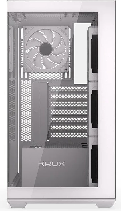 Moderna računalniška ohišje KRUX EXO KRXD009, kaljeno steklo, belo