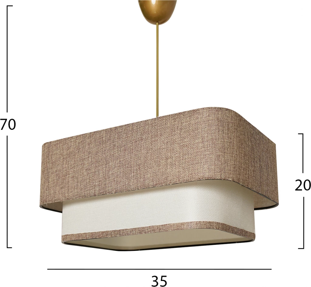 Viseča stropna svetilka FH7374.02 kovina in tkanina bež bela 35x20x70 cm