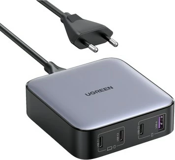 Namizni polnilnik Ugreen Nexode 40914, 200 W, GaN, 3x USB-C, 1x USB-A, siv