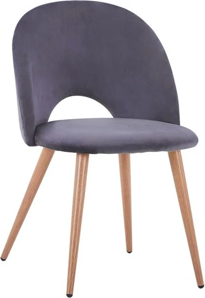 Jedilni stol iz sivega žameta s kovinskimi nogami FH8544.01 52x49,5x77 cm, set 4 kosov