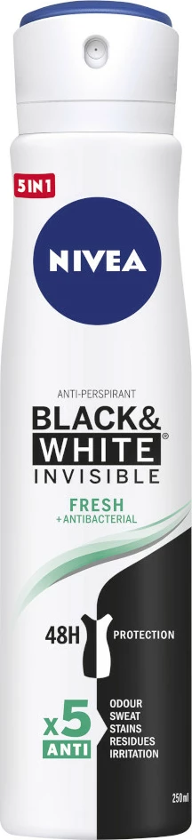 Antiperspirant v spreju za ženske Nivea Black & White Invisible Fresh, 250 ml