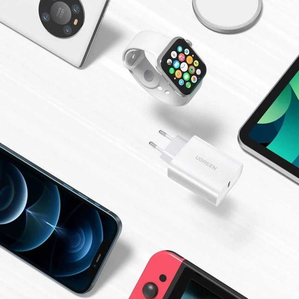 20W polnilec, USB-C, Power Delivery 3.0 in Quick Charge 4.0+, UGREEN, bel 20W polnilec, USB-C, Power Delivery 3.0 in Quick Charge 4.0+, UGREEN, bel