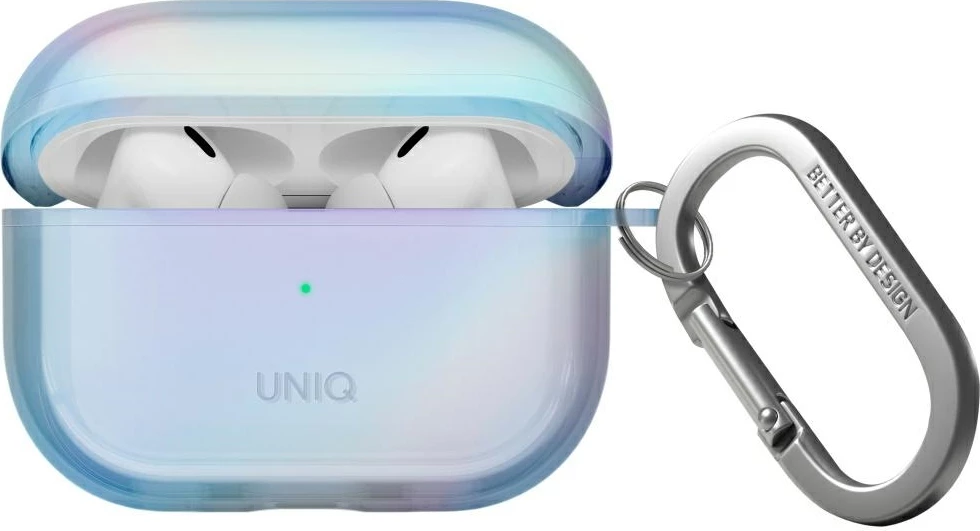 Zaščitna prevleka z holografskim učinkom za AirPods Pro 2 UNIQ Iridescia, z karabinom, modra