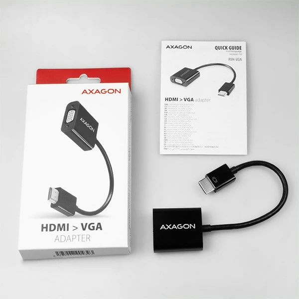 Aktivni adapter HDMI v VGA, AXAGON RVH-VGN, črn Aktivni adapter HDMI v VGA, AXAGON RVH-VGN, črn