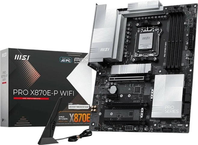 Matična plošča MSI PRO X870E-P WIFI, podnožje AM5, ATX, DDR5, Wi‑Fi 7, srebrna