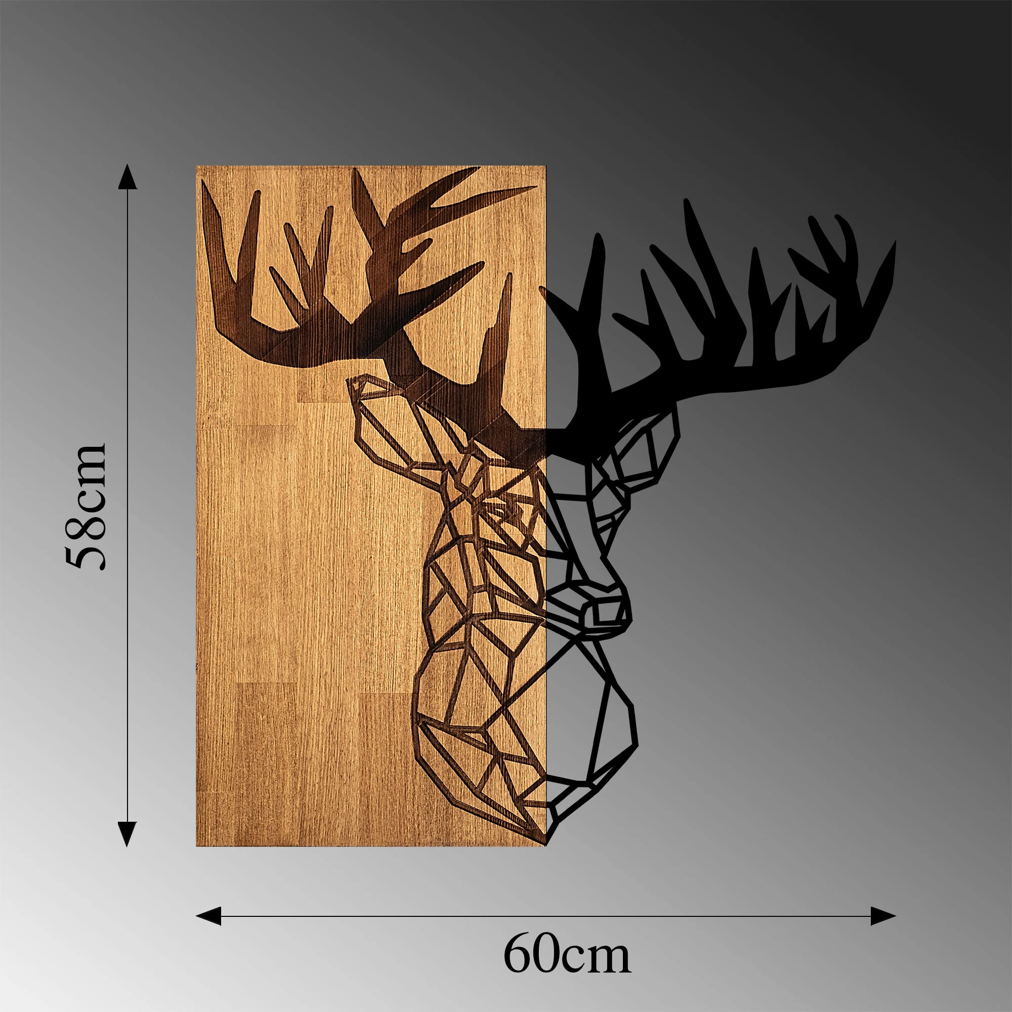Dekorativni dodatek za steno, les in kovina Wallity MA-285, rjav/črn, 58 x 60 cm