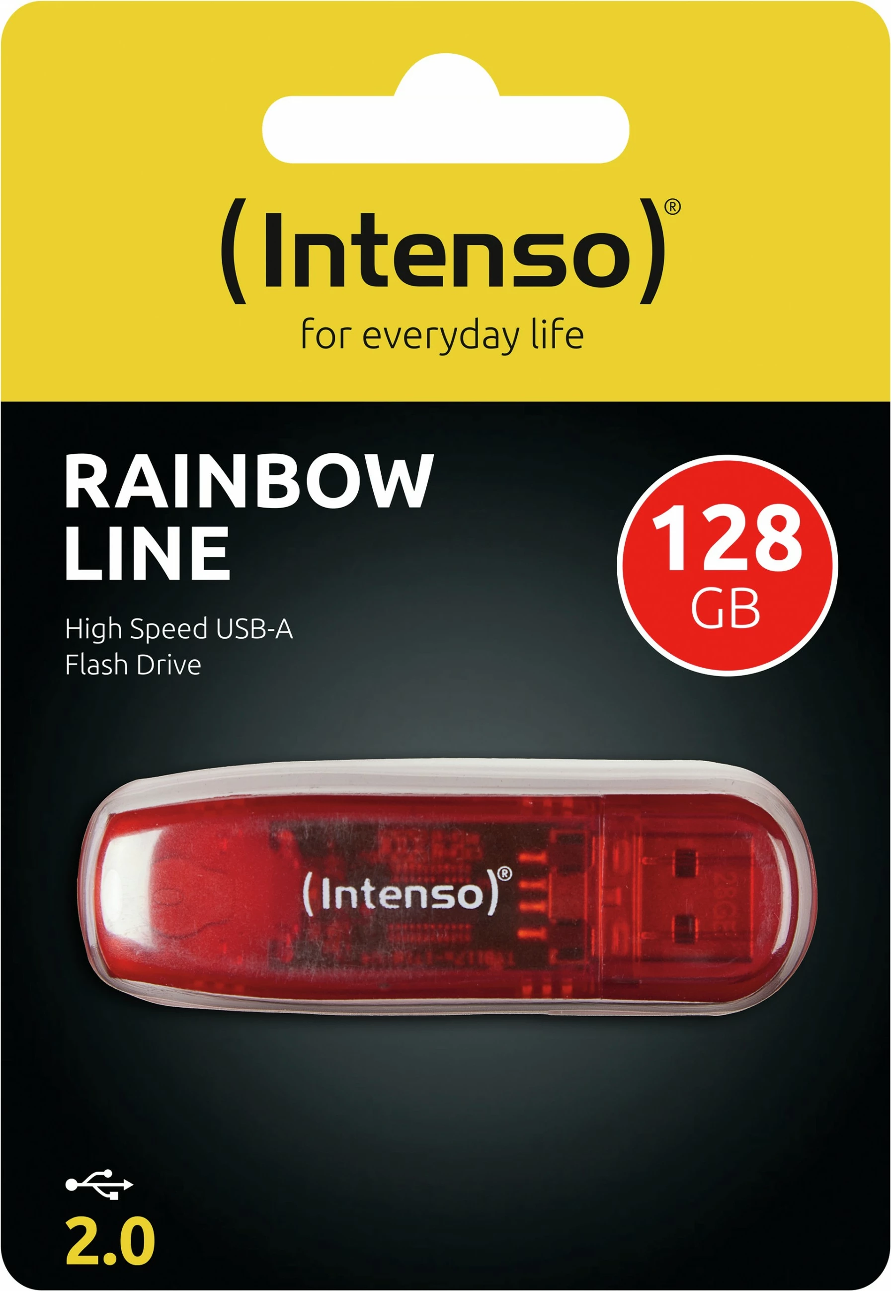 USB pomnilnik 128 GB, USB Type-A, rdeč, prozoren — Intenso Rainbow Line USB pomnilnik 128 GB, USB Type-A, rdeč, prozoren — Intenso Rainbow Line