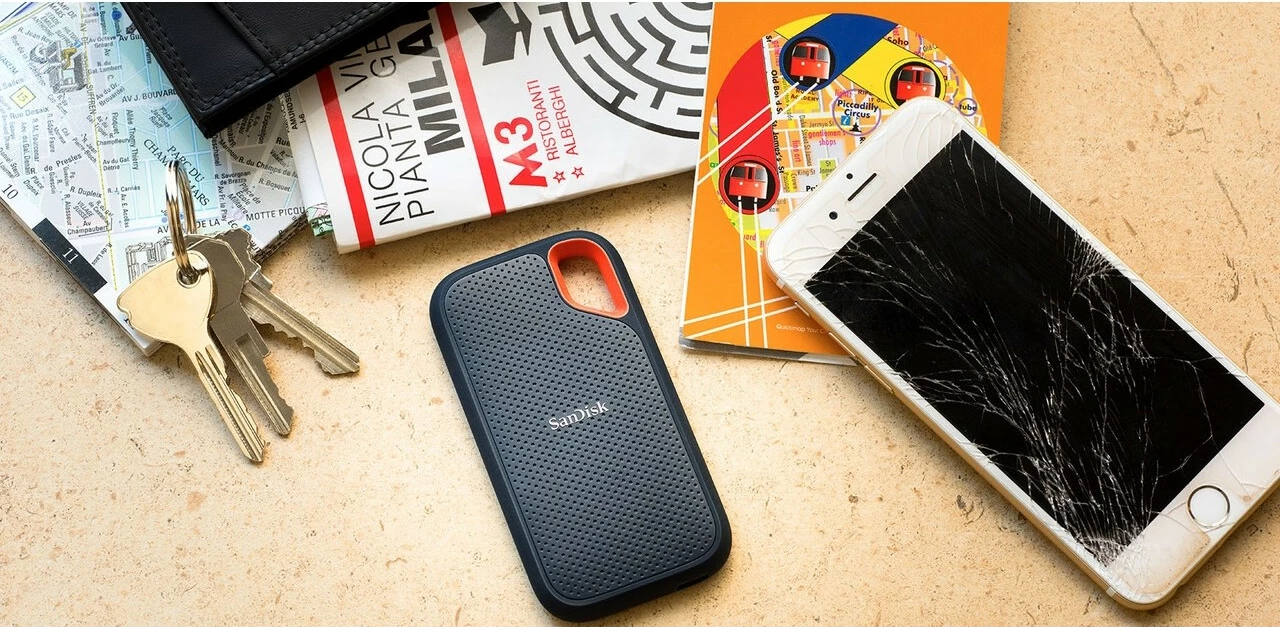 Zunanji disk SanDisk Extreme Portable, 1 TB, USB Type-C, 3.2 Gen 2, 1050 MB/s, zaščita z geslom, črn Zunanji disk SanDisk Extreme Portable, 1 TB, USB Type-C, 3.2 Gen 2, 1050 MB/s, zaščita z geslom, črn