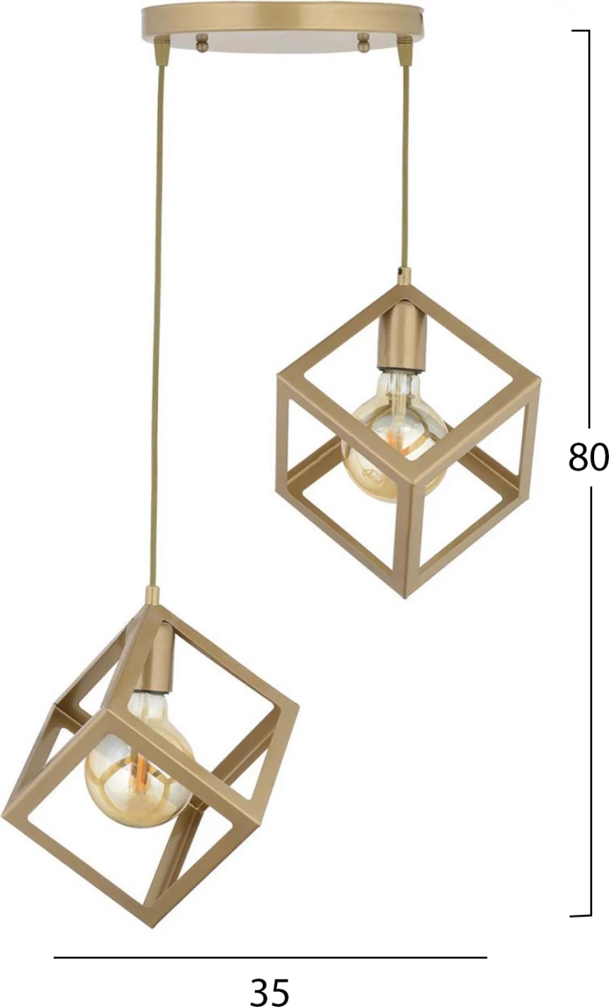 Stropna svetilka z dvema lučema, kovinska, zlata FH7420.02 35x80 cm