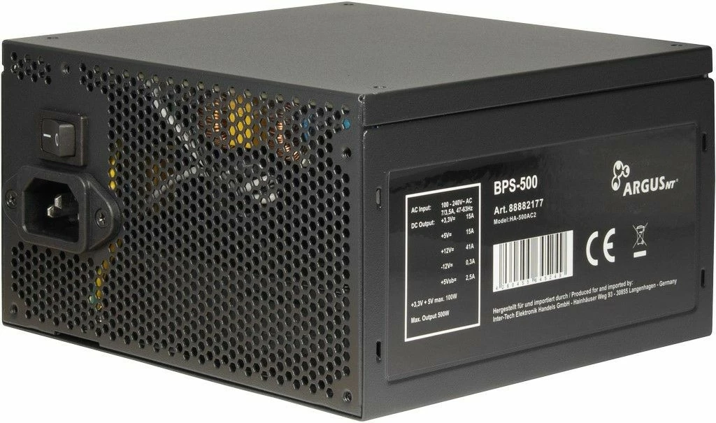Napajalnik 500 W, 80 PLUS, 100-240 V Inter-Tech ArgusNT BPS-500