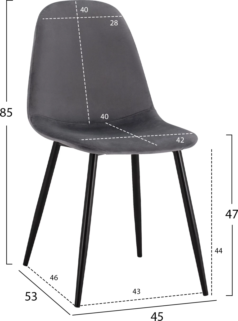 Jedilni set 5 kosov FH11095.01 miza s kaljenim steklom Φ90X74Hcm & 4 stoli z sivim žametom