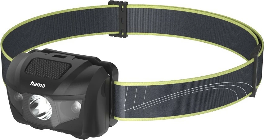 Čelna svetilka Hama HL200, 200 lm, 4 načini svetlobe, IP44, na baterije AAA, črna