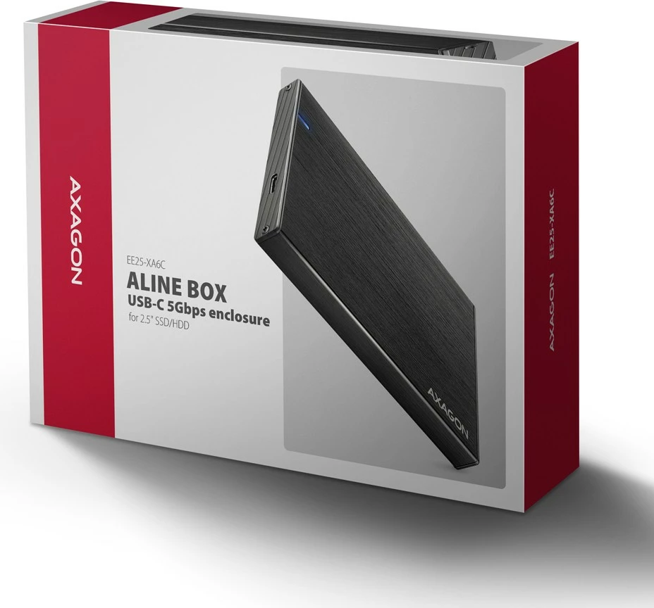 Računalniško ohišje za zunanje diske AXAGON EE25-XA6C, 2,5", USB-C 3.2 Gen 1, aluminij, črno Računalniško ohišje za zunanje diske AXAGON EE25-XA6C, 2,5", USB-C 3.2 Gen 1, aluminij, črno