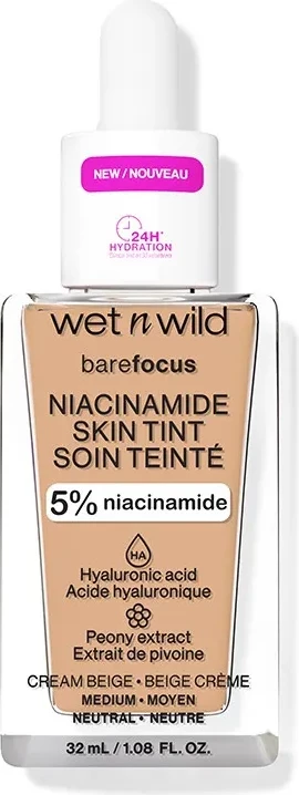 Tekoča podlaga z niacinamidom Wet N Wild barefocus, Cream Beige (Medium Neutral), 32 ml