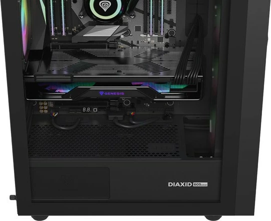 Midi tower ohišje z ARGB osvetlitvijo Natec Genesis Diaxid 605, črno