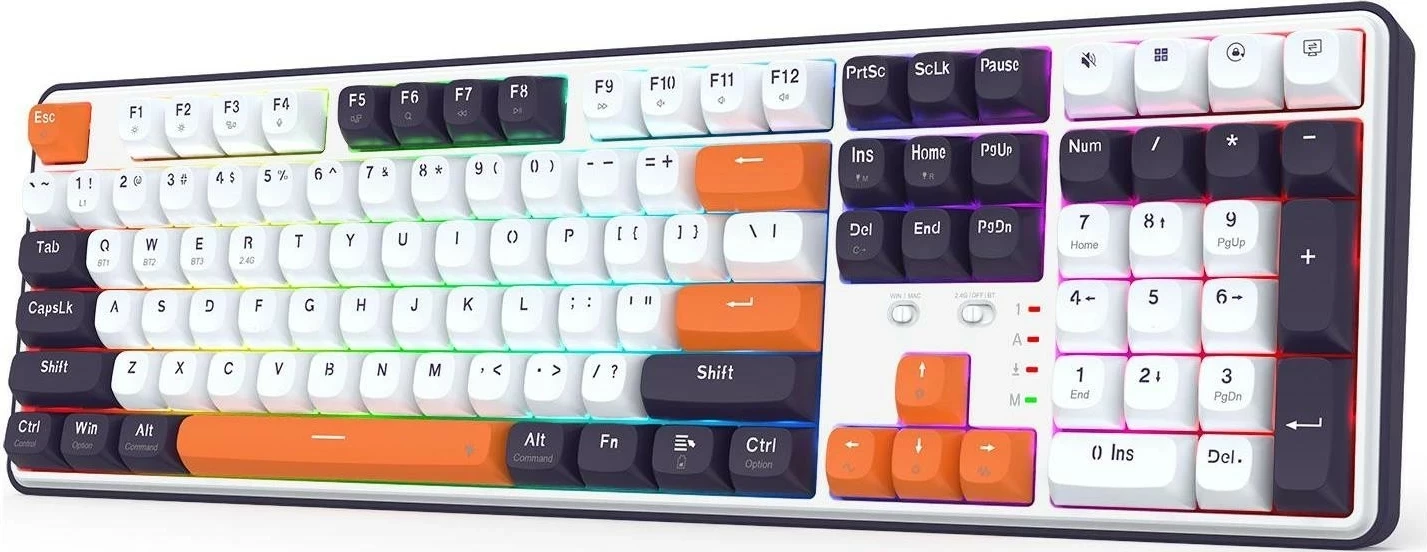 Gaming tipkovnica, Redragon K689WBO-RGB-PRO Wyvern, RGB, brezžična, bela