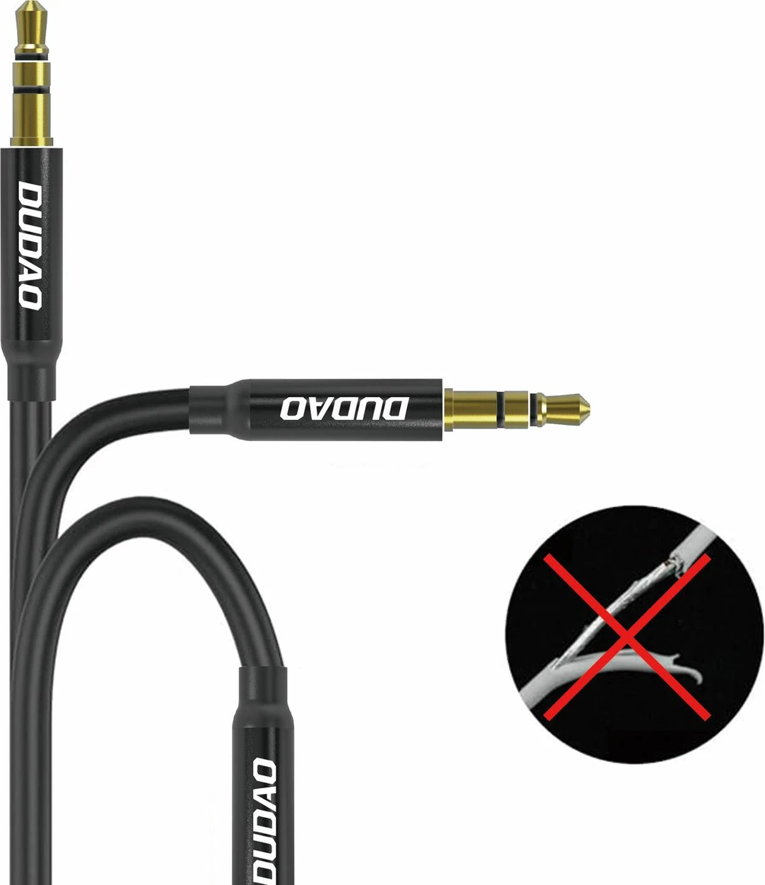 Avdio AUX kabel Dudao L12S, 1 m, mini jack 3,5 mm, črn
