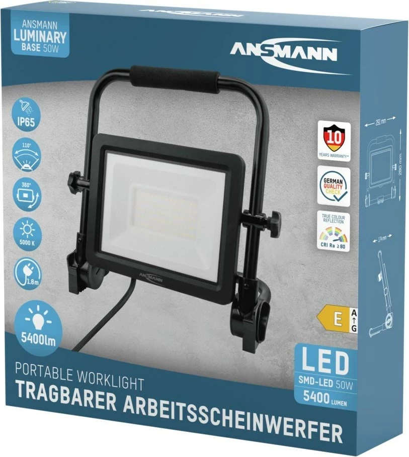 LED reflektor 50 W, aluminij, črn Ansmann FL50W-AC