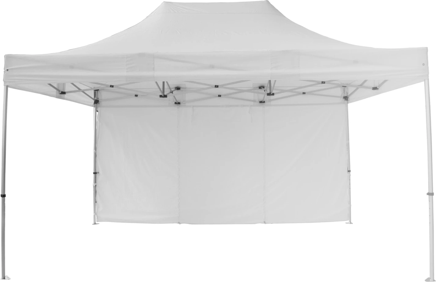 Trpežen zložljiv paviljon s stransko senco CRESSEN FH21098 iz aluminija v srebrni barvi - bel 3x4,5x3,4Hm