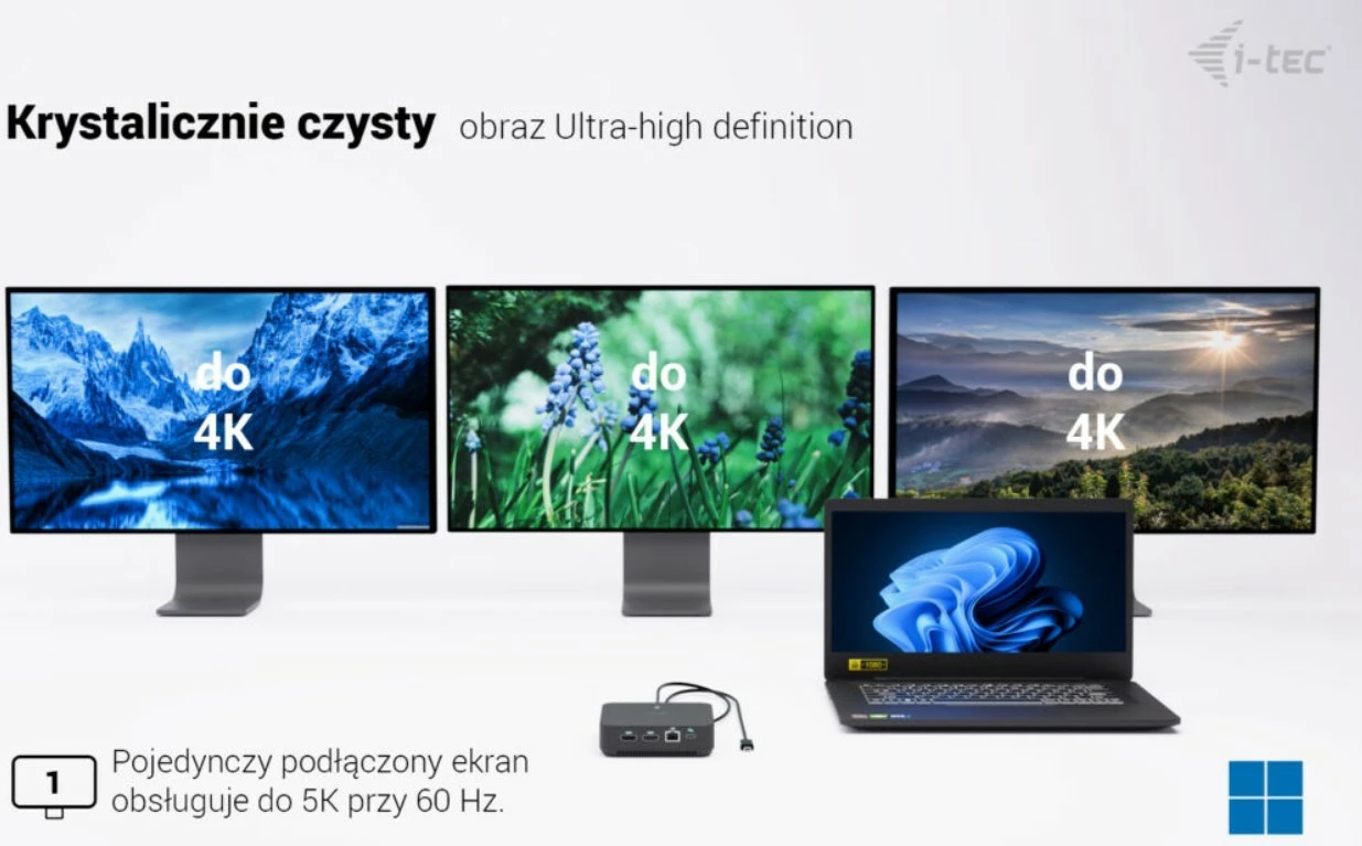 Docking postaja z univerzalnim polnilcem 100W i-tec C31TRIVIDPRO100W, črna