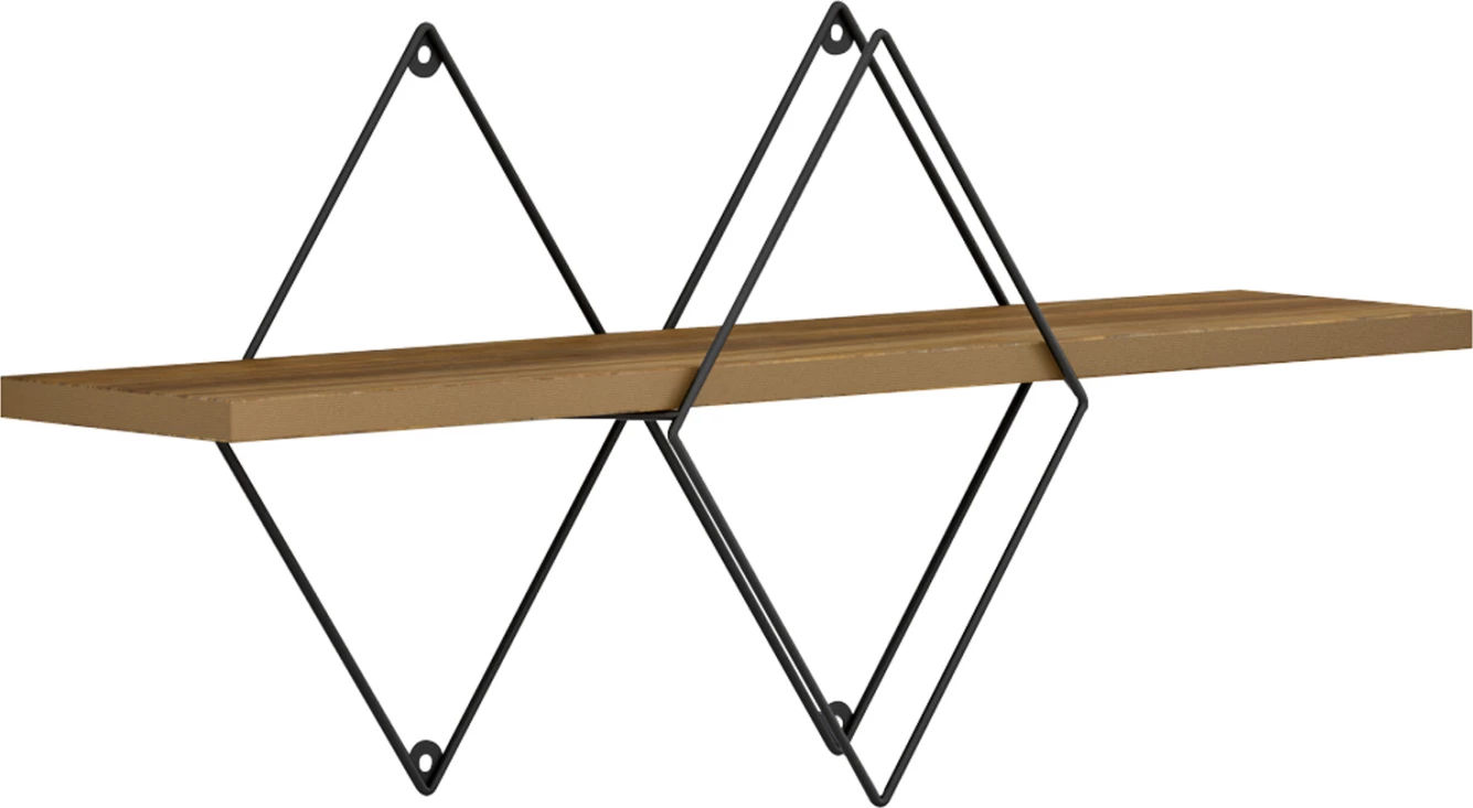 Stenska polica CHANTRIA FH8934.11 melamin v barvi hrasta-kovina v črni 60x14x36Hcm