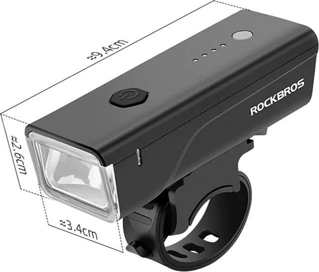 Kolesarska luč 260 lm Rockbros 24510003001, 1500 mAh, LED, črna