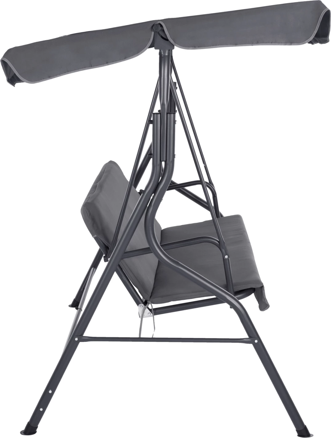 Trosedna veranda gugalnica s sončno streho LIKID FH5979.01 kovinski okvir in tkanina v sivi barvi 170x110x153Hcm