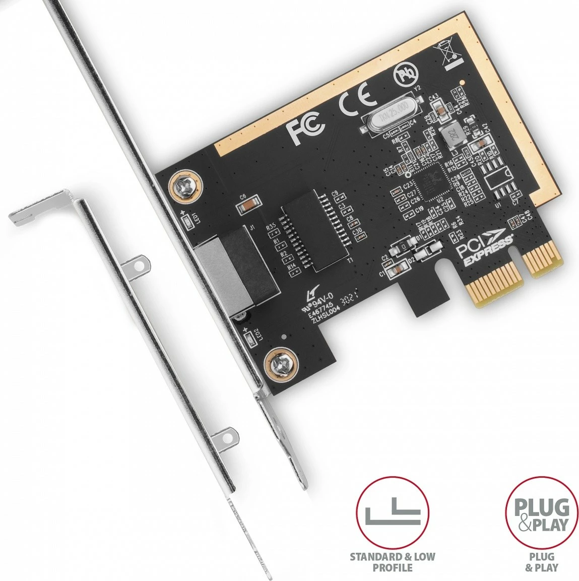 Omrežna kartica AXAGON PCEE-GRF, PCIe, 1x Gigabit Ethernet, Realtek RTL8111E/F, z običajnim in nizkoprofilnim nosilcem Omrežna kartica AXAGON PCEE-GRF, PCIe, 1x Gigabit Ethernet, Realtek RTL8111E/F, z običajnim in nizkoprofilnim nosilcem
