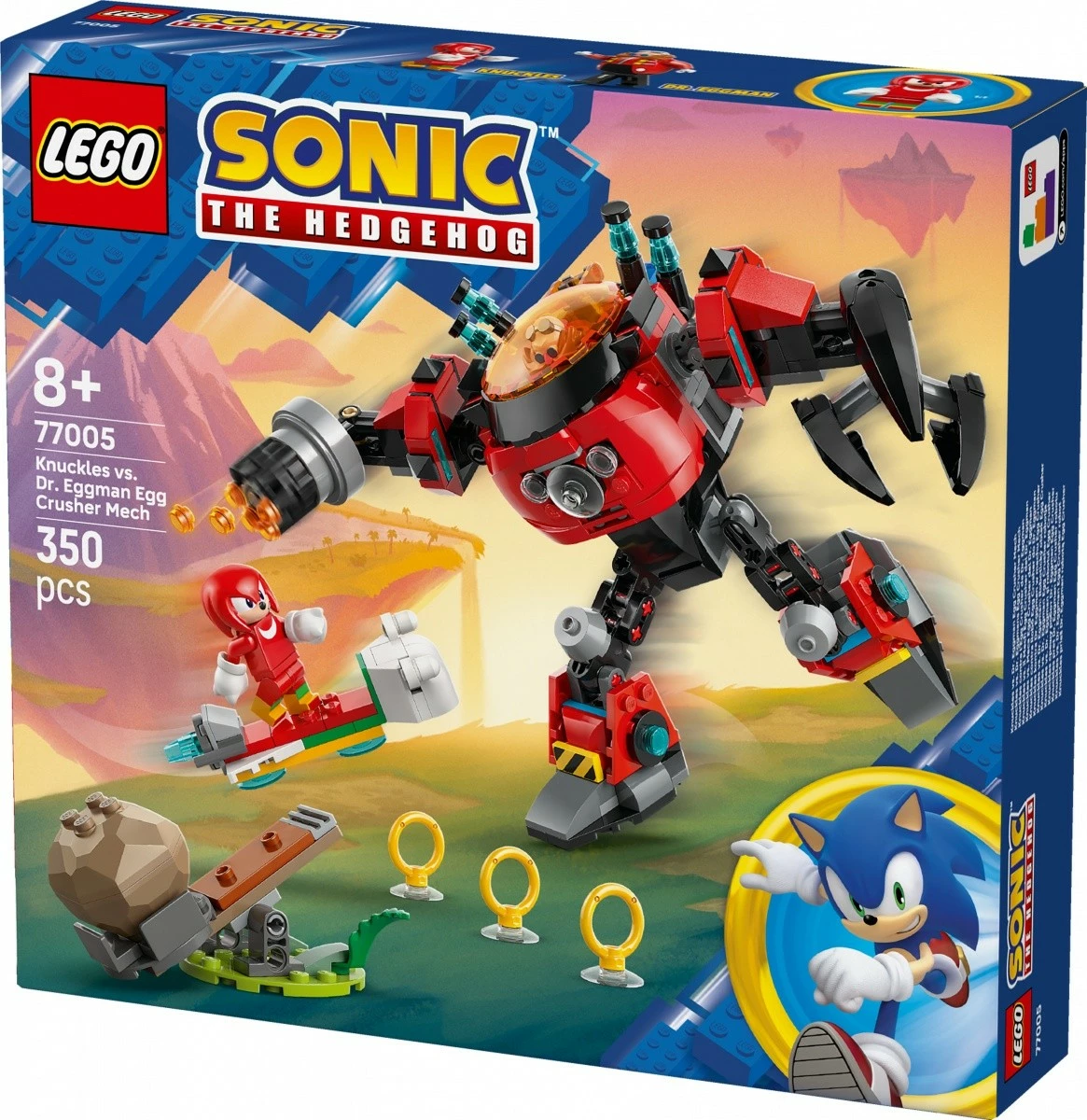 Gradbeni set, Knuckles proti Dr. Eggman v Egg Crusher Mech (350 kosov) - LEGO Sonic the Hedgehog 77005