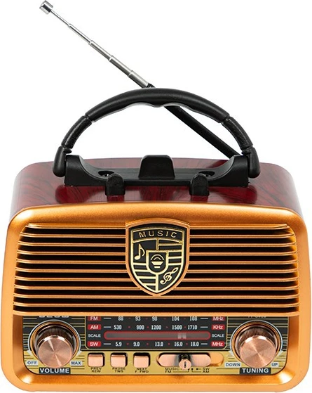 Prenosni analogni radio, AM/FM, Bluetooth, solar, 1200mAh BLOW RA10, črn/rjav/zlat