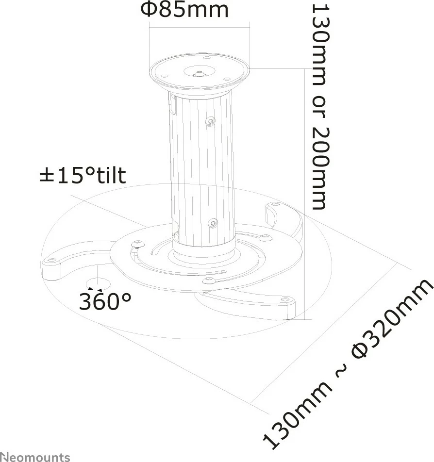 Stropni nosilec za projektor Neomounts BEAMER-C80WHITE, 15 kg, bel Stropni nosilec za projektor Neomounts BEAMER-C80WHITE, 15 kg, bel