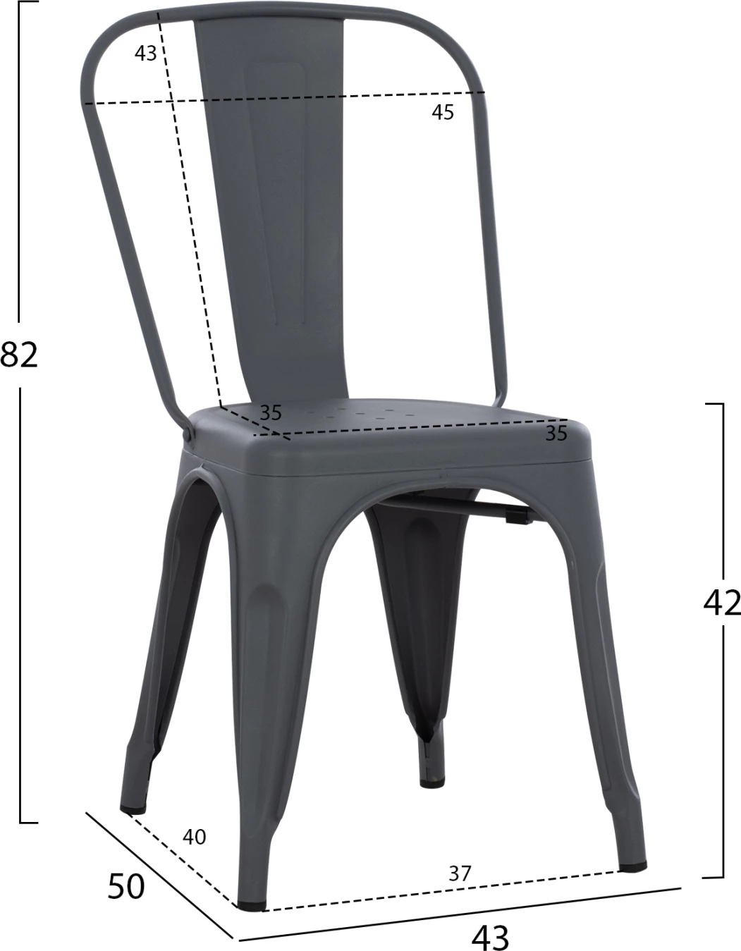 Kovinski stol MELITA FH8641.10 v sivi barvi 43x50x82Hcm