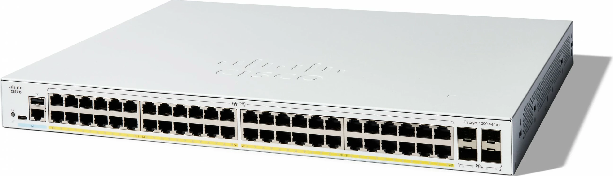 Preklopnik 48 porta Gigabit z PoE in 4x10GE SFP+ Cisco Catalyst 1200-48P-4X, bel