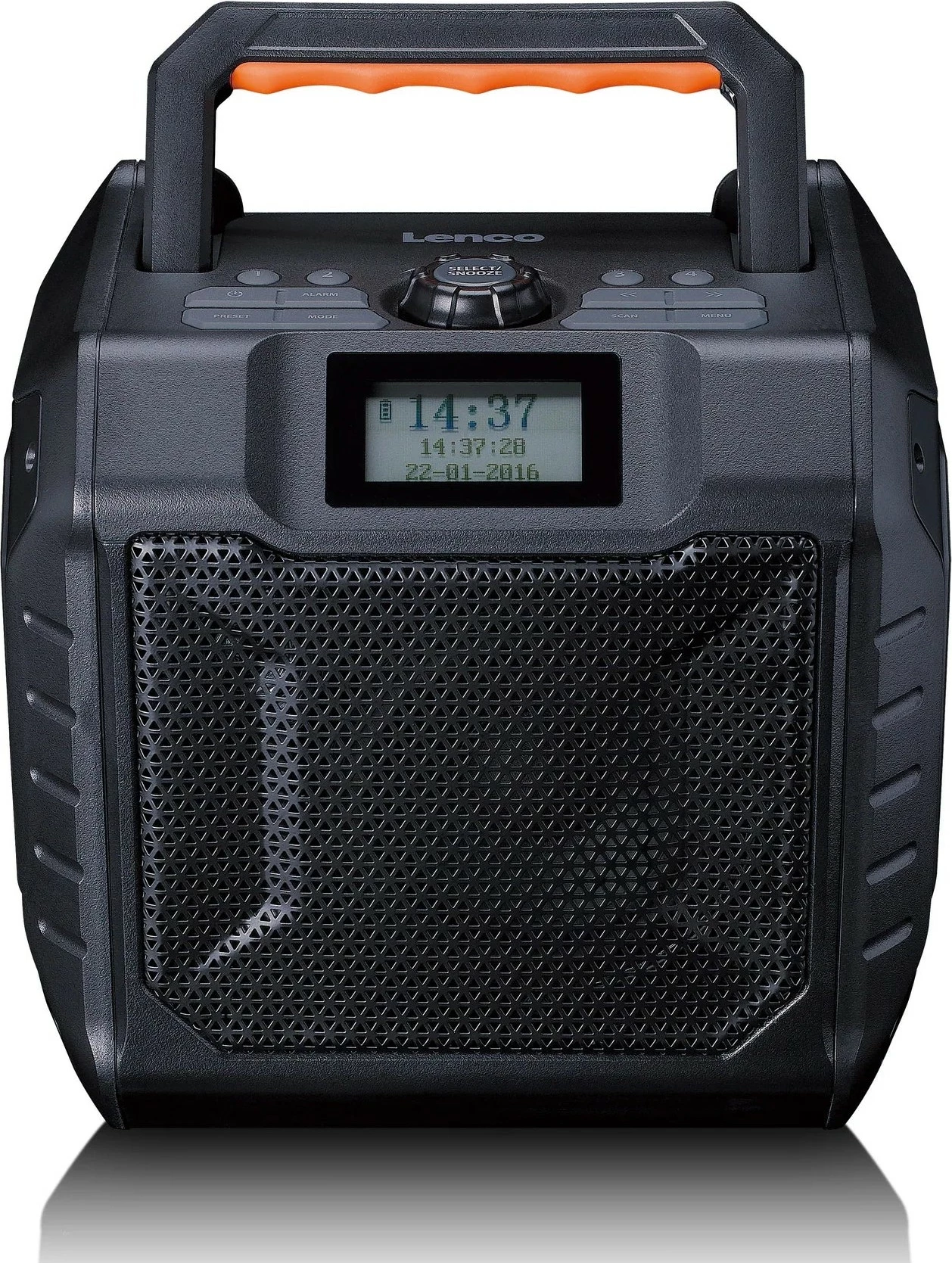 Prenosni radio z Bluetooth, 30 ur baterije, SD, črno/oranžen Lenco ODR-160GY