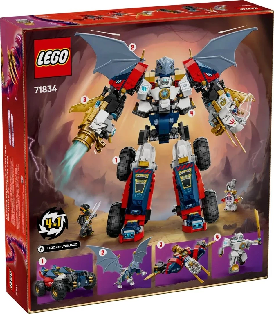 Igralni komplet LEGO NINJAGO 71834 Zane's Ultra Combiner Mech