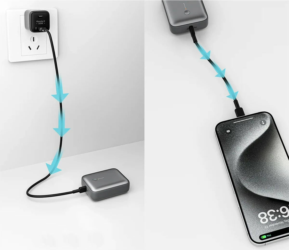 Power bank AUKEY PB-Y55, 10000 mAh, 22,5 W, 2x USB, siv Power bank AUKEY PB-Y55, 10000 mAh, 22,5 W, 2x USB, siv