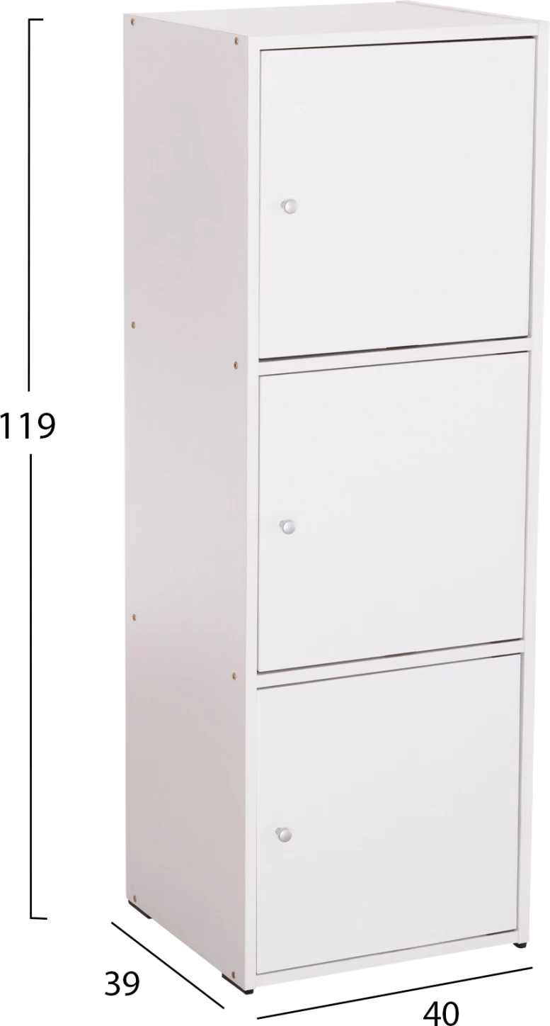 Omarica s 3 prostori za shranjevanje SORIANO FH9939.01 bela melamin 40x39x119Hcm