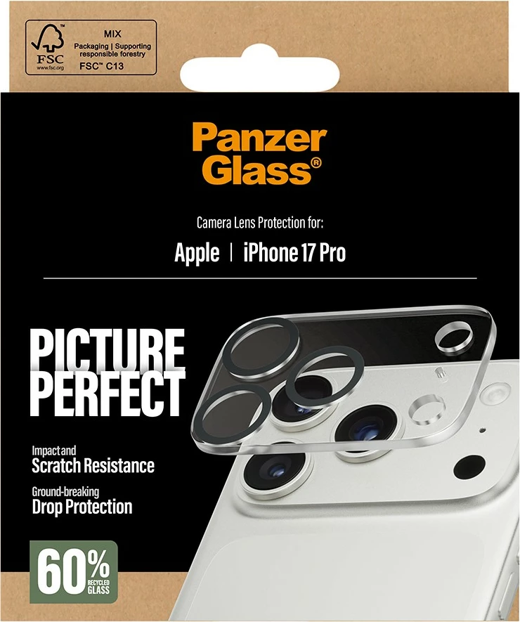 Zaščita za leče PanzerGlass PicturePerfect za iPhone 17 Pro, prozorna