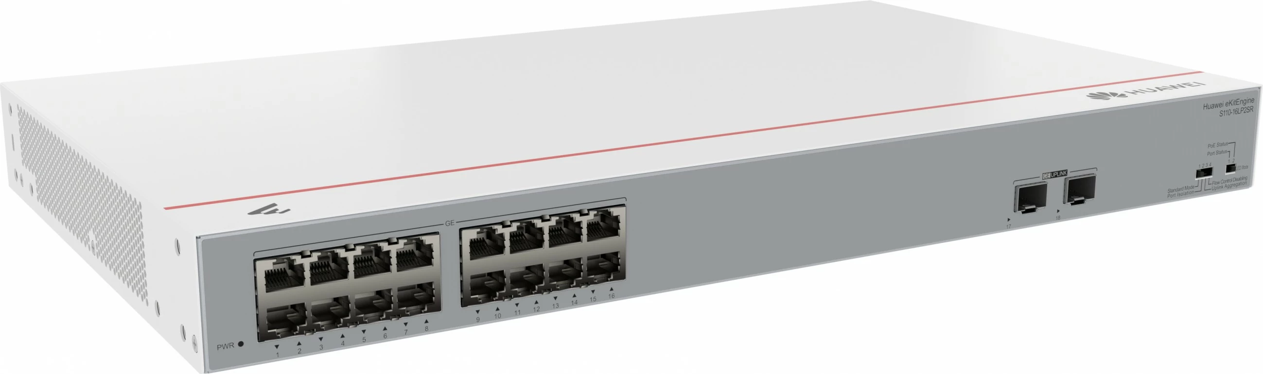 Neupravljani preklopnik, Huawei eKit S110-16LP2SR, L2, Gigabit Ethernet, PoE, v racku, siv