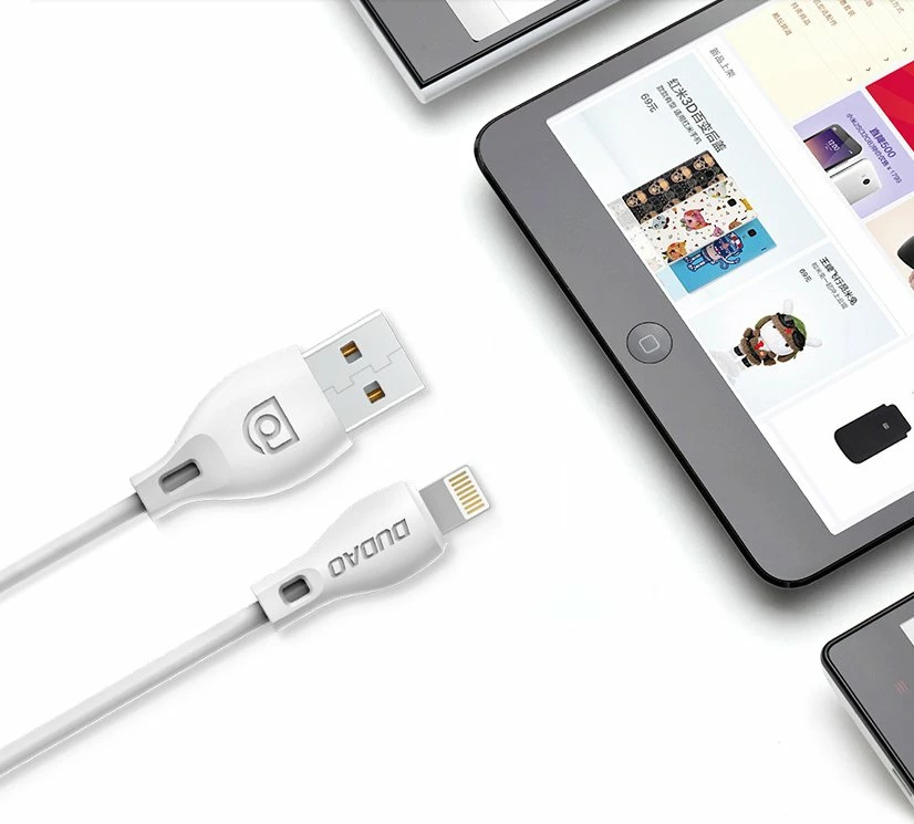 Micro USB kabel 2 m, 2,4 A, bel — Dudao L4M