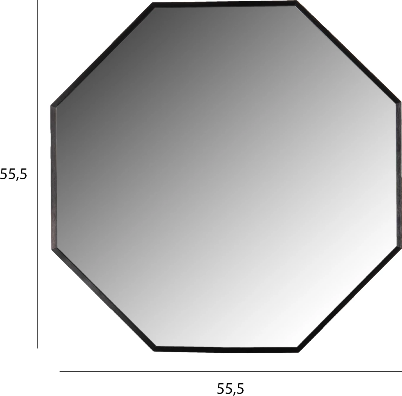 Stenska ogledala FH9583.01 osmerokotnik črni aluminijasti okvir 55,5x2,5x55,5H cm