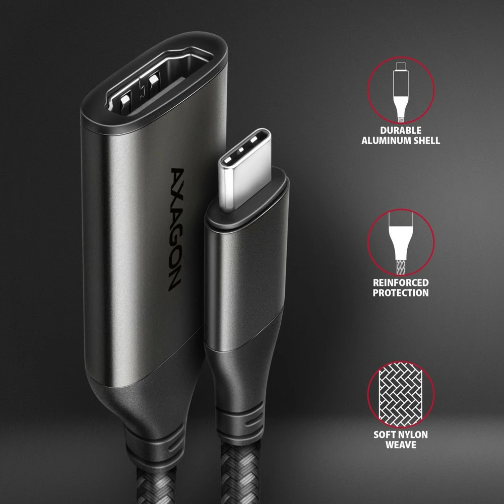 Aktivni adapter USB-C na HDMI 2.0, 25 cm, AXAGON RVC-HI2M, siv Aktivni adapter USB-C na HDMI 2.0, 25 cm, AXAGON RVC-HI2M, siv