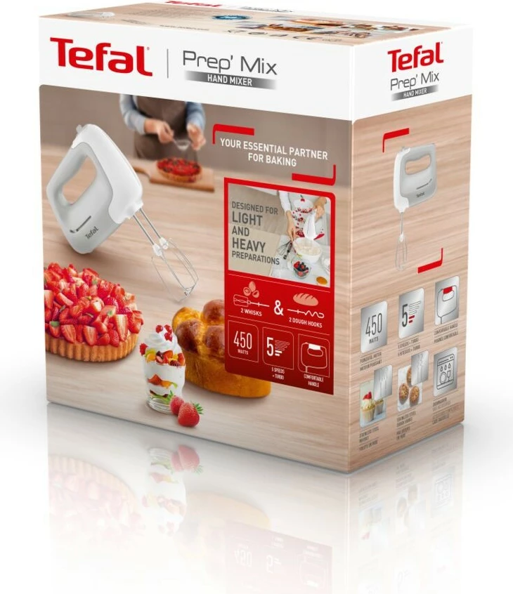 Ročni mešalnik, Tefal Prep'Mix HT450B, 450 W, bel