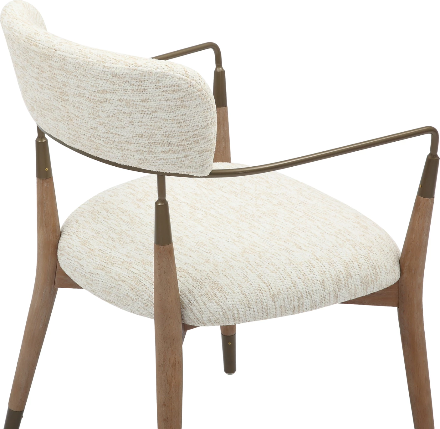 Jedilniški naslanjač ROY FH9978.01 bukove noge-kovinske roke-tkanina v barvi ecru 51x48x77,5Hcm, set 2 kosov